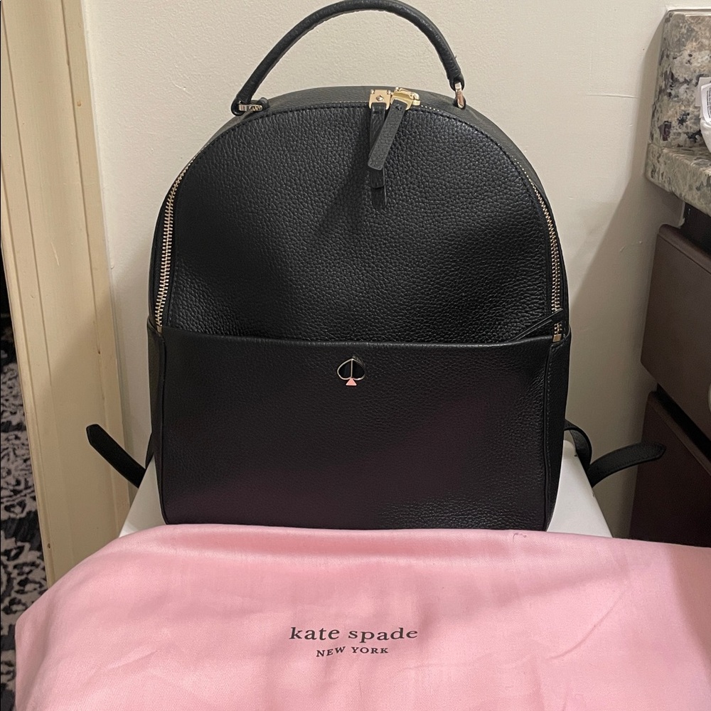 Kate Spade Pebbled Leather Black Backpack with dust bag